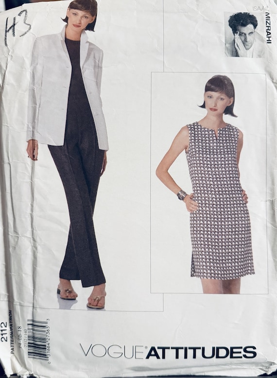 リクエストお客様 Vintage 1990s Vogue 2112 Dress Jacket Pants Pattern Isaac Mizrahi