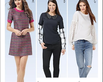 BURDA 6591 DRESS PATTERN Casual Shirt Blouse Top Short Sleeve Dress Size 8 - 20  UNCuT Womens Sewing Patterns