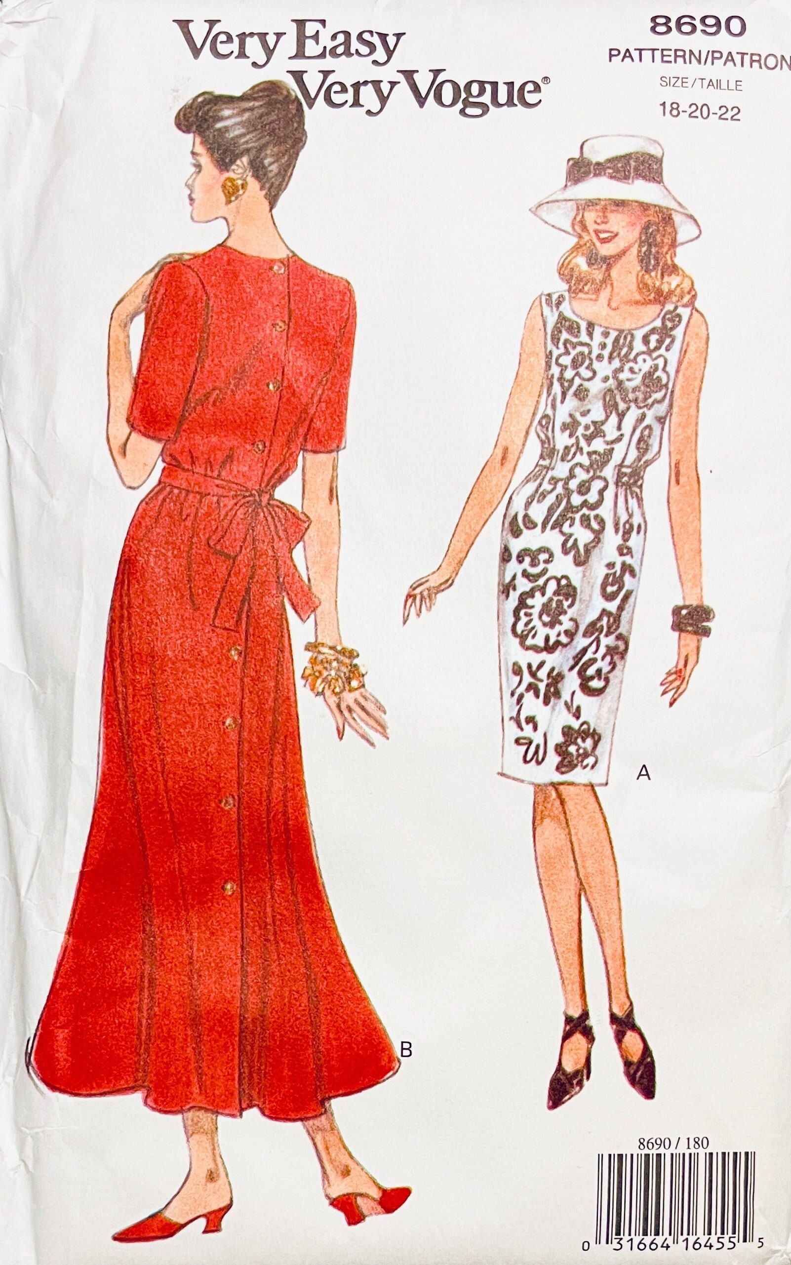 1990s Vintage VOGUE 8690 DRESS PATTERN Very Easy Very Vogue
