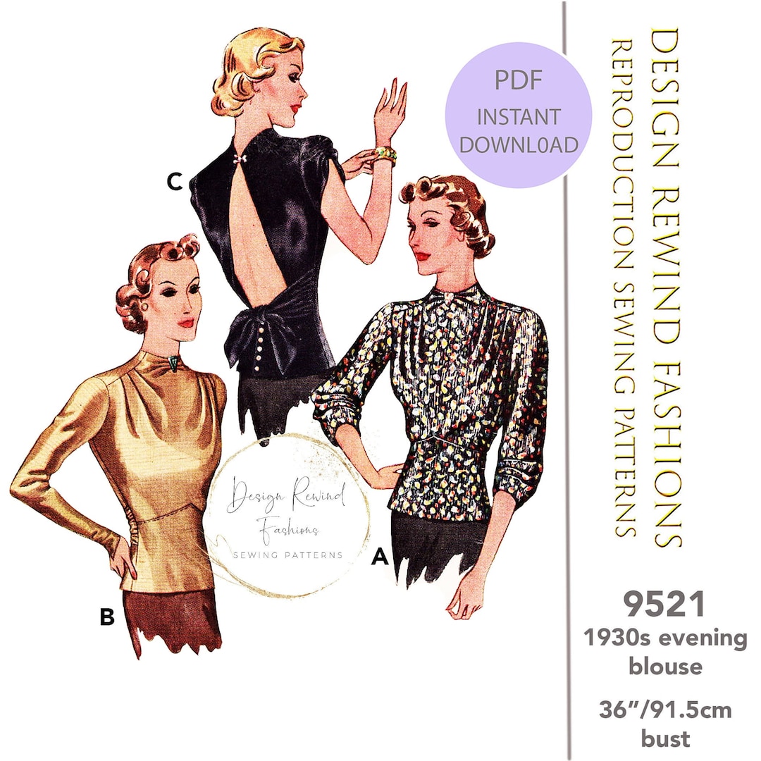 INSTANT DOWNLOAD 1930s Vintage Pattern 30s Open Back Evening Cocktail ...
