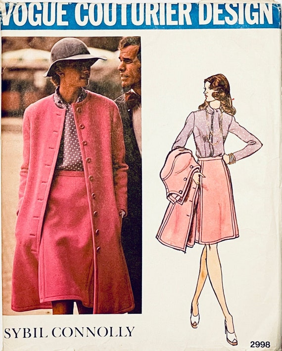 ルル 1970s Vintage VOGUE 2998 Couturier Coat Blouse & Skirt Pattern