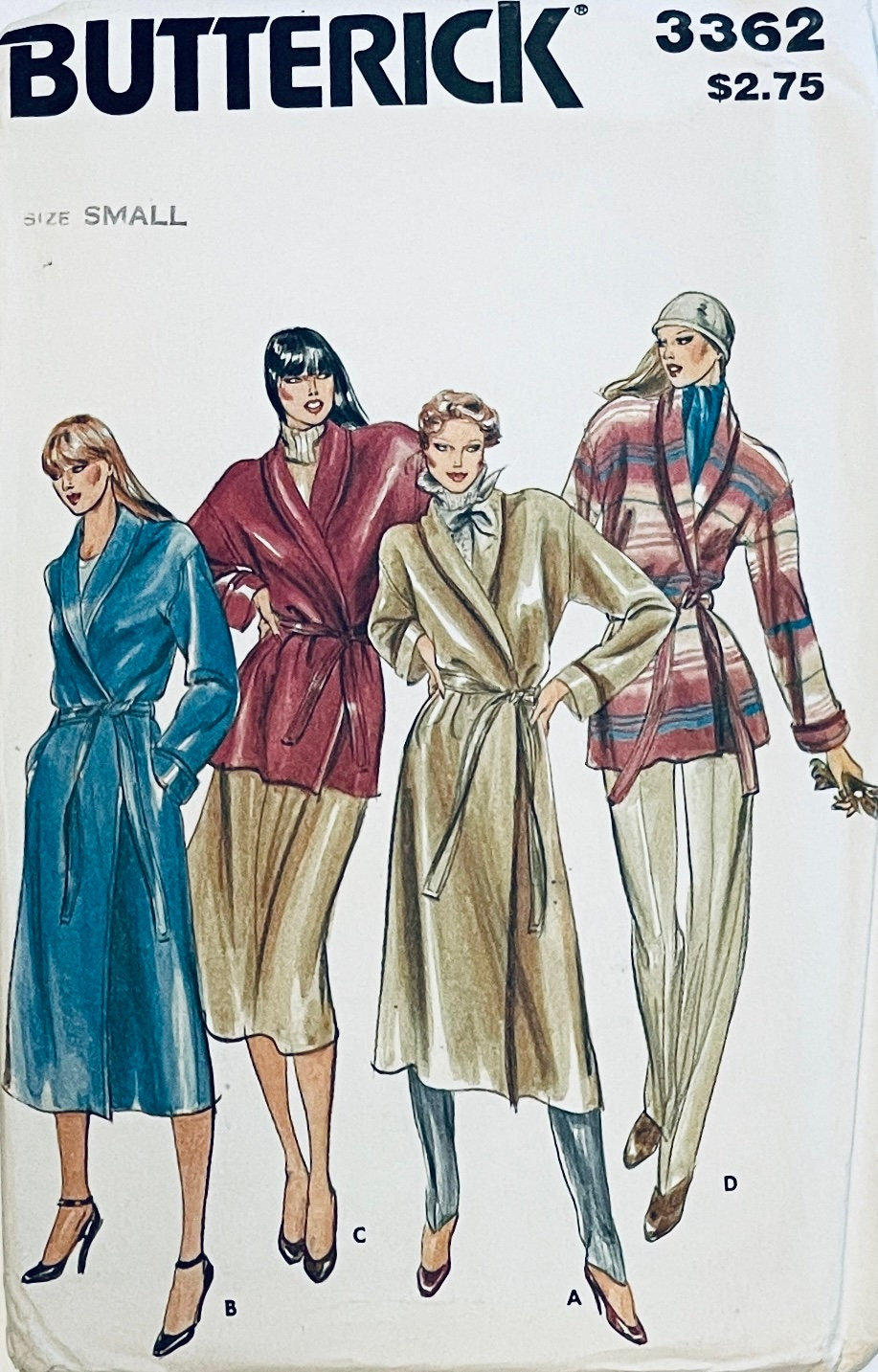 Uncut 1970s Vintage Butterick 3362 Wrap Coat or Jacket & Belt