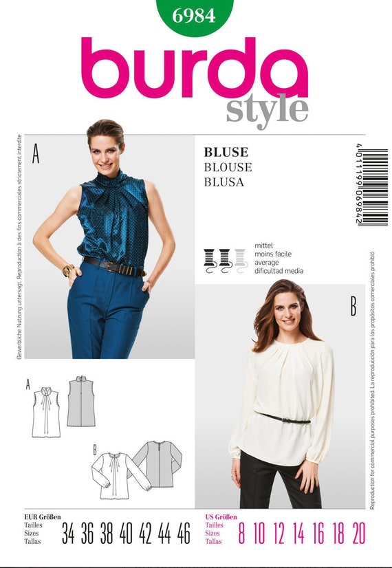 Burda Modello di cucito Burda 6984 CAMICETTA a maniche lunghe da