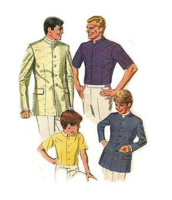 Neck Size 15.5/" Vintage 1960/'s 60/'s Sewing Pattern Vogue Men/'s Shirt