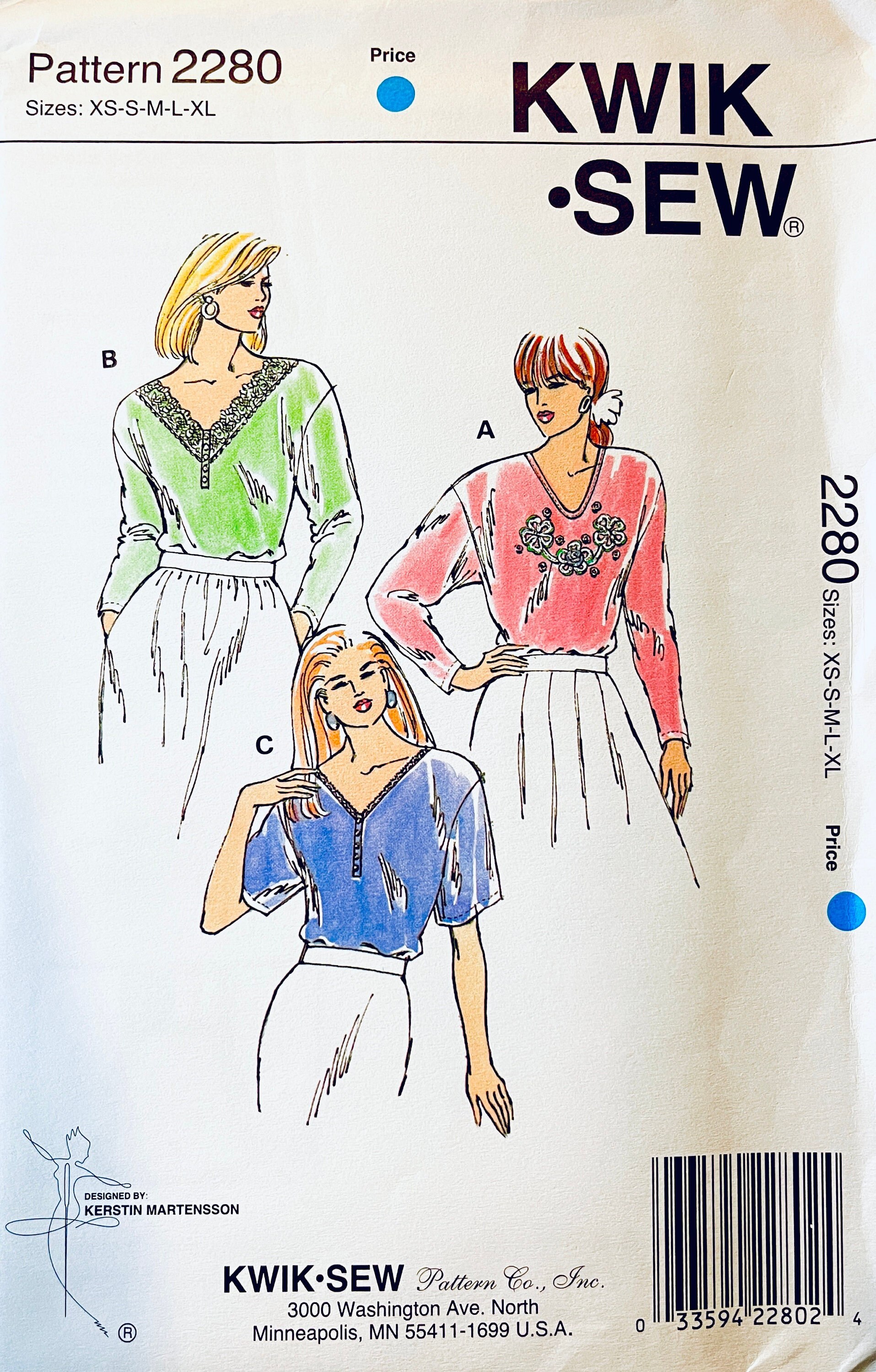 フォーティファイブ アール トップス ― ヴィンテージ Kwik Sew 2280 Vネック プルオーバー トップ ブラウス