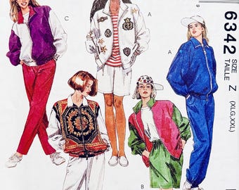 1990s Vintage McCalls 6342 Lined, Unlined Jackets Pants & Shorts Sewing Pattern Size XLG  XXL Bust Chest 46-56 UNCUT Womens Sewing Patterns