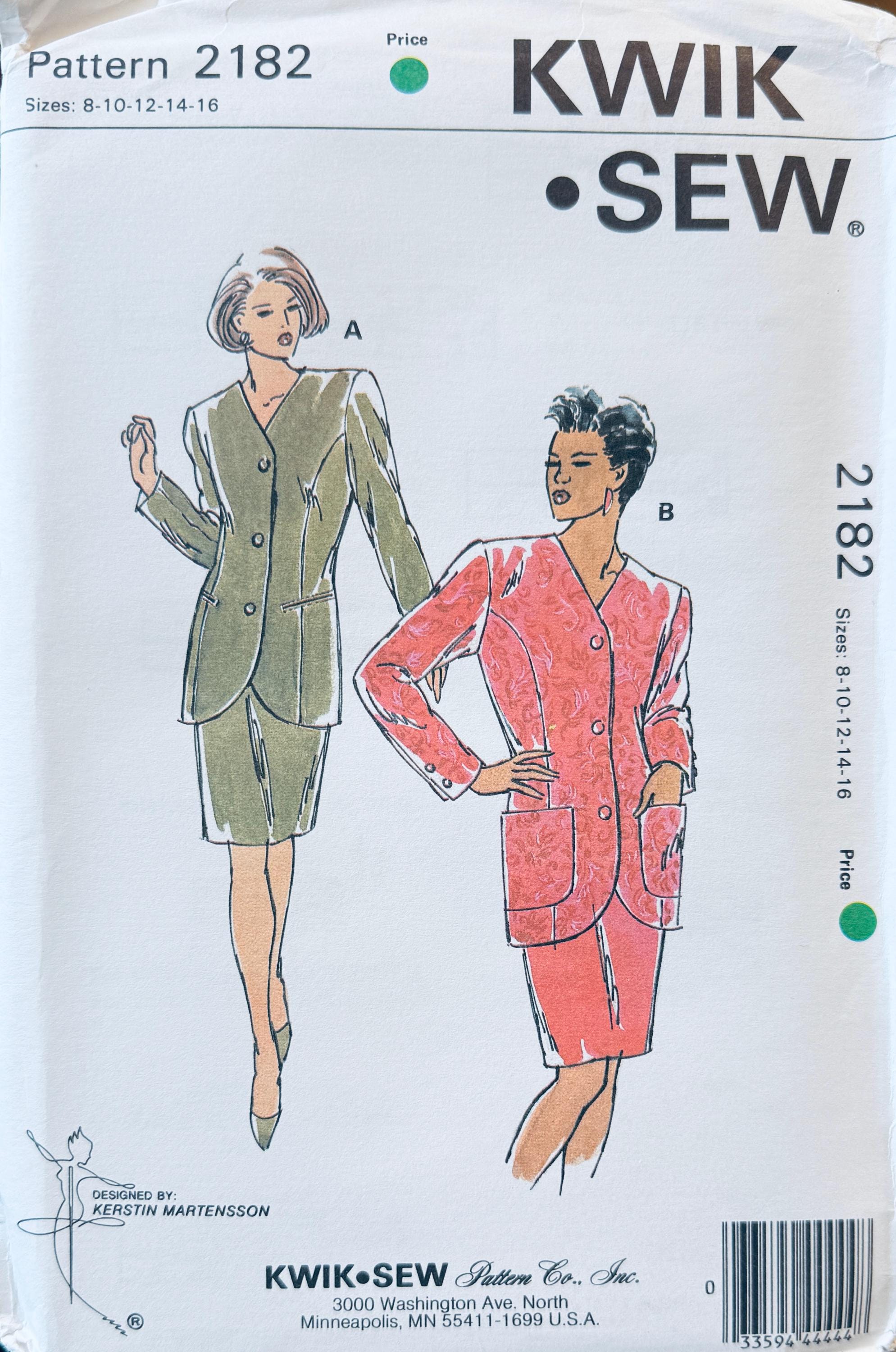 1980年代ヴィンテージ Kwik Sew 2182 ジャケット、スカートスーツ