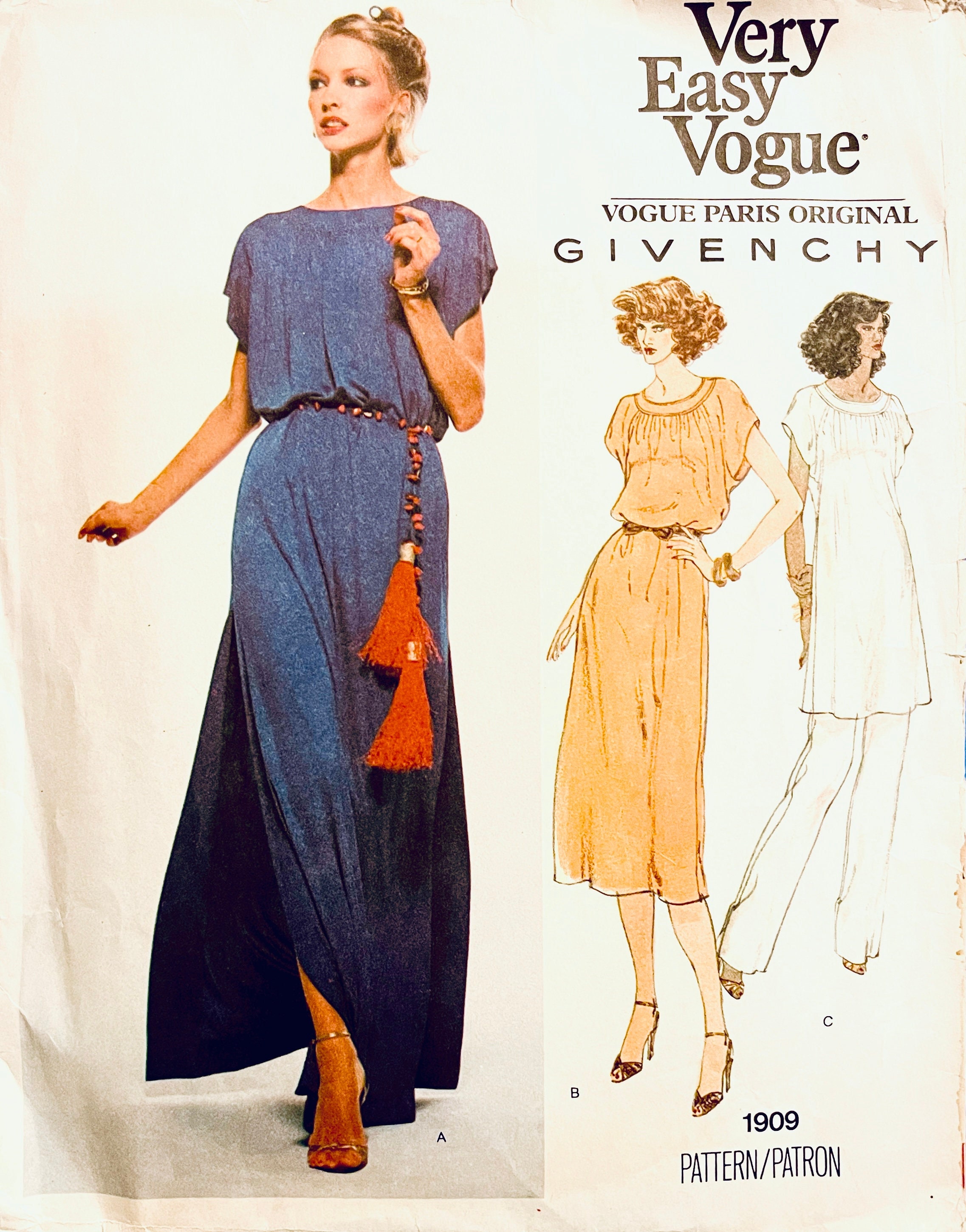 専用ページ(COTTON様) 70年代 ジバンシィ ヴォーグ 1909 裁縫パターン：ゆったりしたドレス
