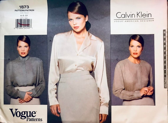 1990s Vintage Vogue 1873 Calvin Klein Blouse With 3 Collar - Etsy