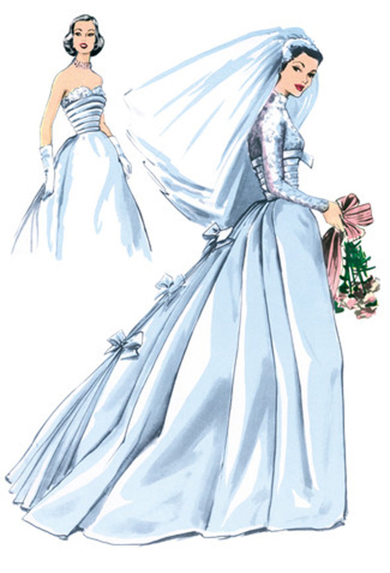 1950s WEDDING DRESS PATTERN Old Hollywood Style Strapless Etsy