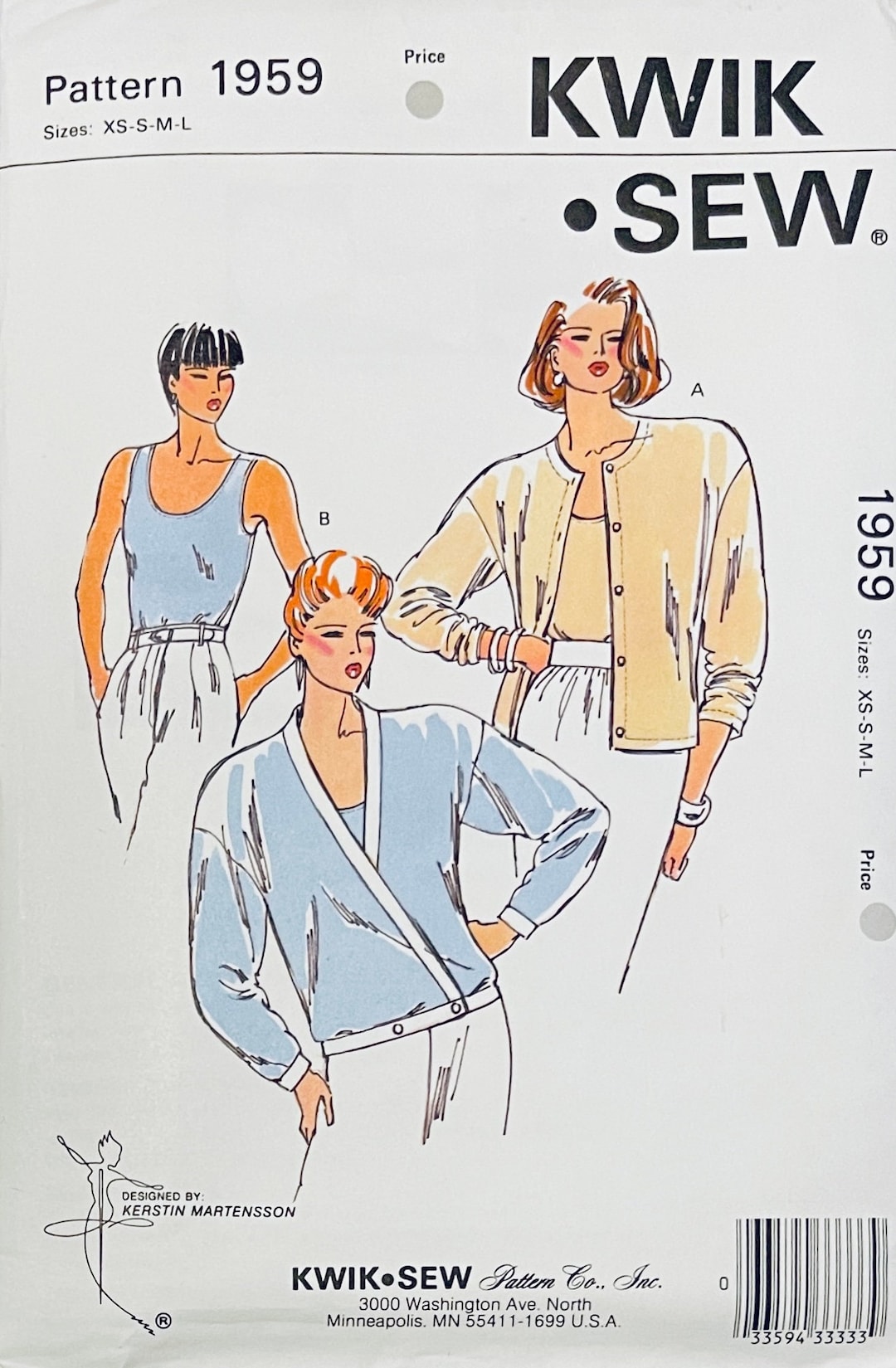 Vintage Kwik Sew 1959 Cardigan Sweater & Sleeveless Tank Top Size