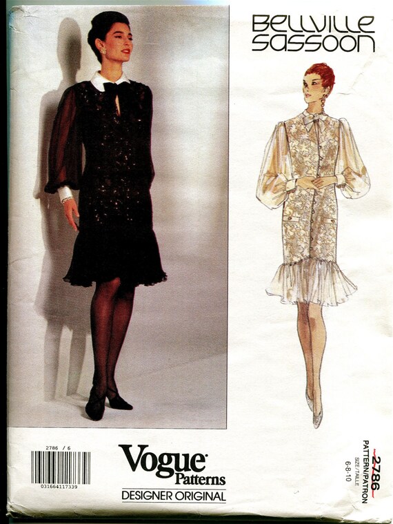 1990s Vogue Cocktail Dress Pattern Bellville Sassoon Fit Etsy