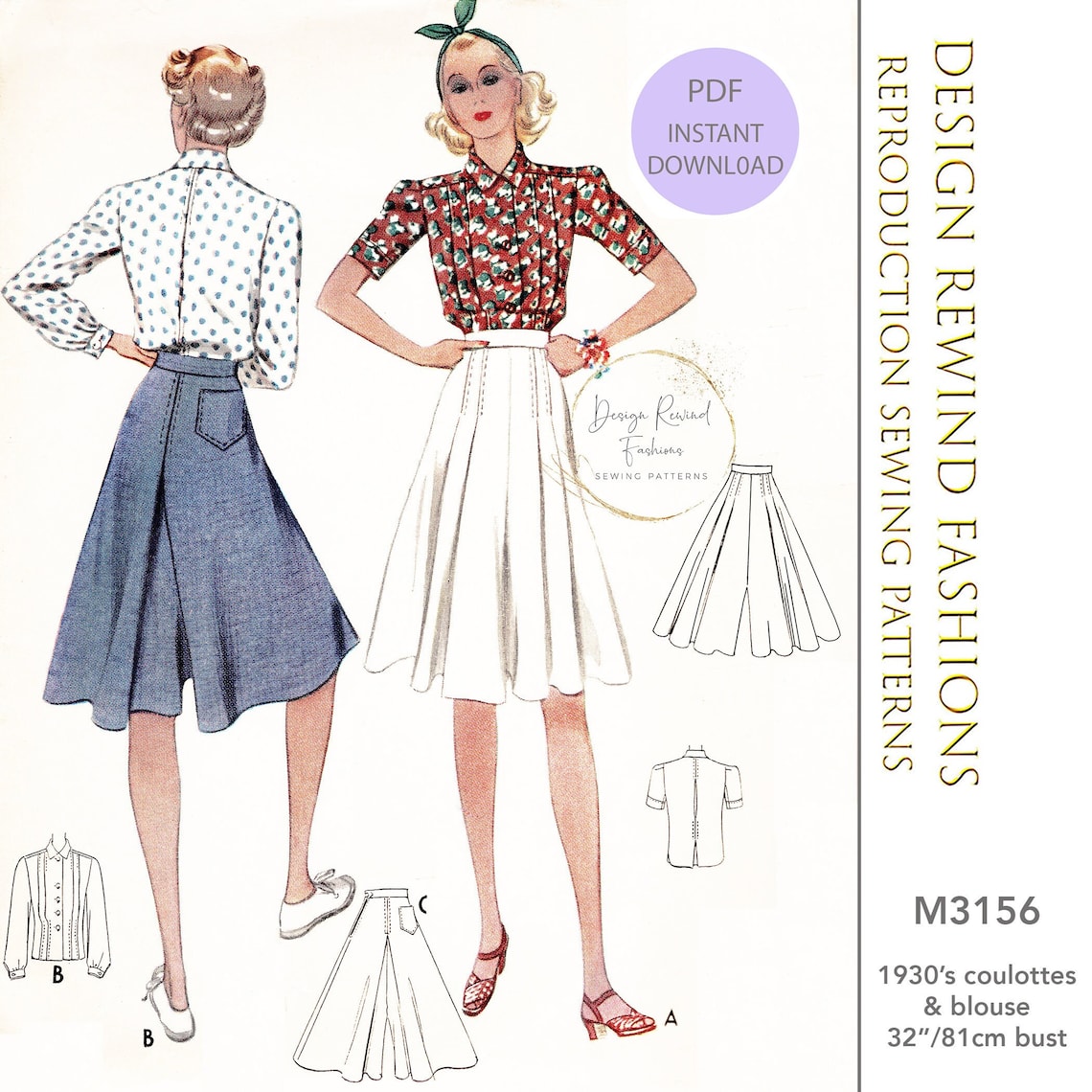 Instant Download PDF Vintage 1930s Button Front Blouse & - Etsy