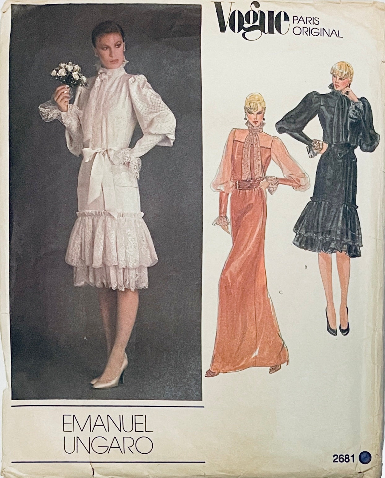 Vintage Vogue 2681 COCKTAIL DRESS PATTERN Victorian Romantic