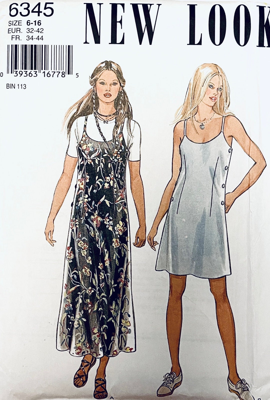 1990s Vintage New Look 6345 Slip Dress Spaghetti Strap Jumper Etsy