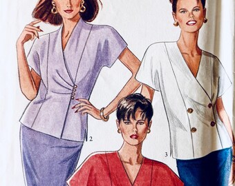 1990s Vintage New Look 6705 Women's Tops, Blouse Sewing Patterns - Size 8-18 UNCUT