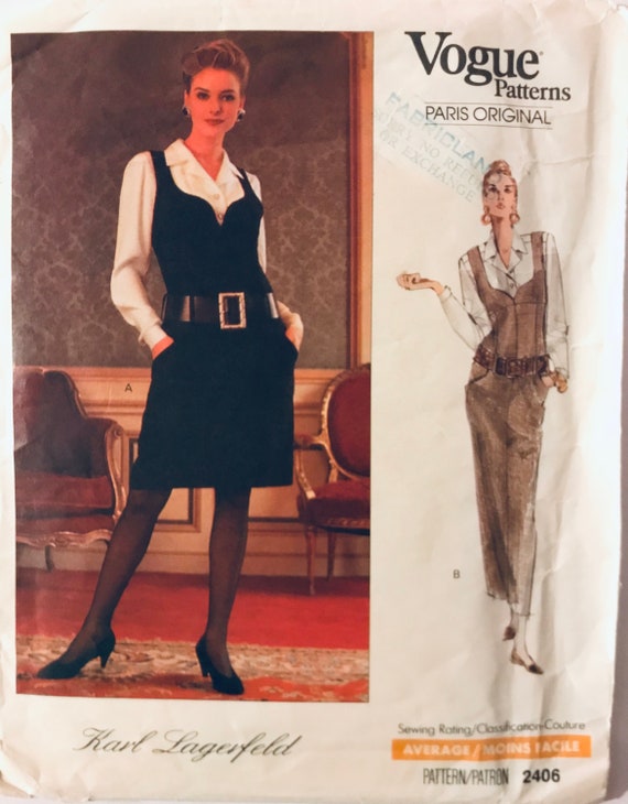 Vintage Vogue 2406 KARL LAGERFELD cherie pull robe chemisier patron Paris originaux femmes patrons de couture non coupe buste 30 5 31 5 32 5 Etsy France
