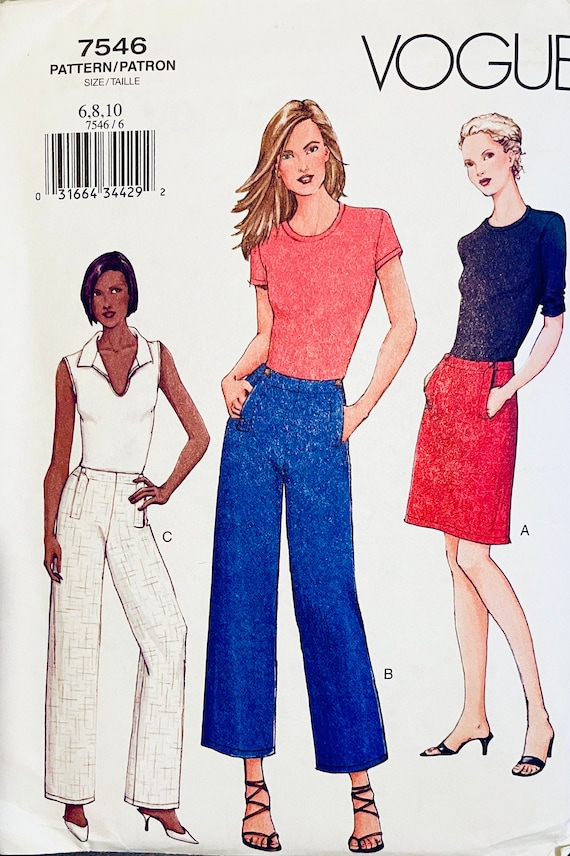 2000s Vintage VOGUE 7546 Pants & Skirt Pattern A-line Skirt