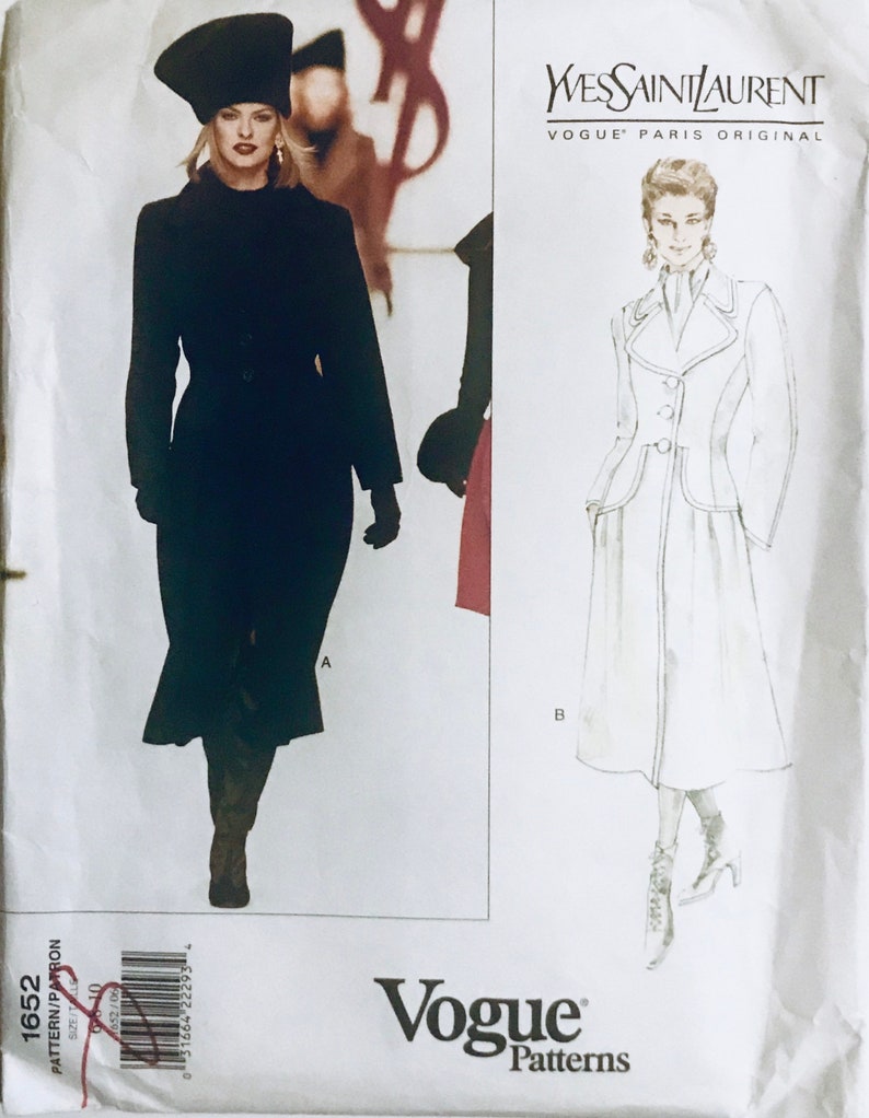 VOGUE COAT PATTERN Designer Couture Coats Vogue 1652 Yves Etsy