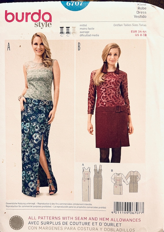 MOTIF DE ROBE BURDA Patron de couture de robes fourreau sans