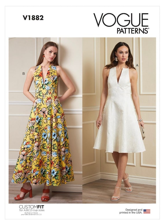 Vogue 1882 Sleeveless, Fit & Flare Dress Sewing Pattern / 31.5-38 Bust / Size 8 10 12 14 16 UNCUT - Etsy Vogue 1882 Sleeveless, Fit & Flare Dress Sewing Pattern / 31.5-38 Bust / Size 8 10 12 14 16 UNCUT - Etsy