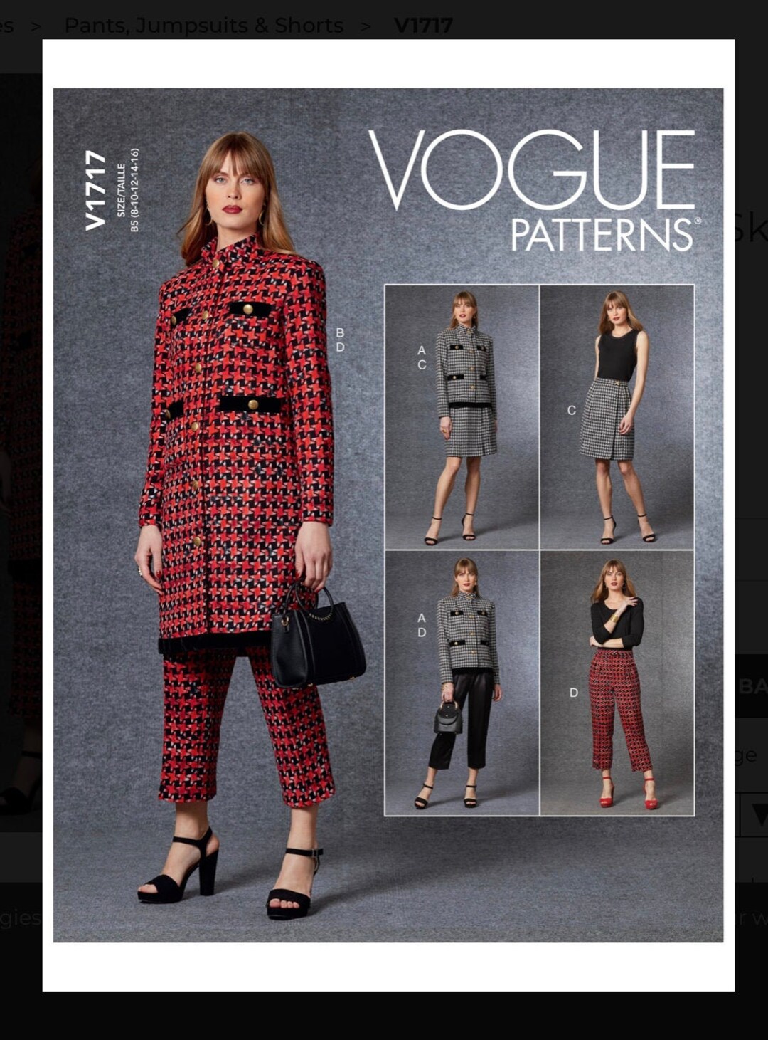 Vogue 1717 Jacket, Skirt & Pants Pattern Wrap Skirt and Capris Pants ...