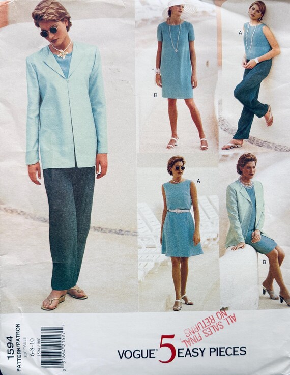 Vogue 1594 Pants Dress Jacket Top Skirt 5 Easy Pieces Wardrobe