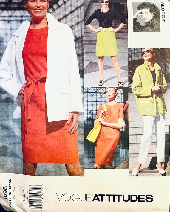 1990s Vintage VOGUE 1898 Jacket, Top, Dress, Skirt & Pants Sewing