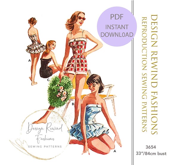 アートブック Instant Download PDF Vintage 1950s Bombshell BATHING SUIT Pattern