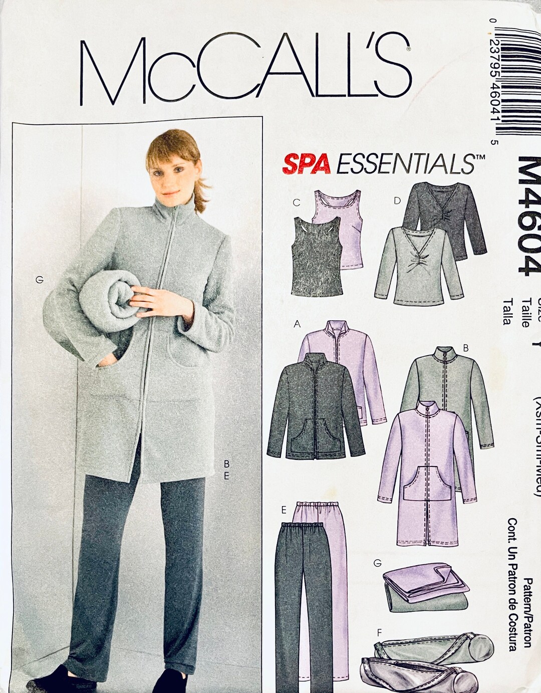 Mccall's 4604 Unlined Lined Jacket, Top, Tank Top, Pants, Bag and