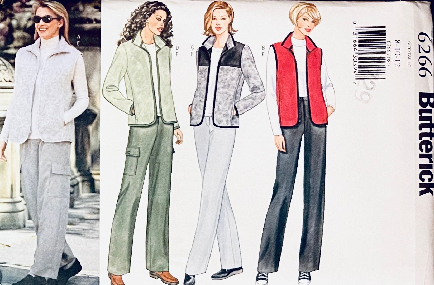 Uncut Vintage 1990s Butterick 6266 Vest Jacket & Pants Sewing