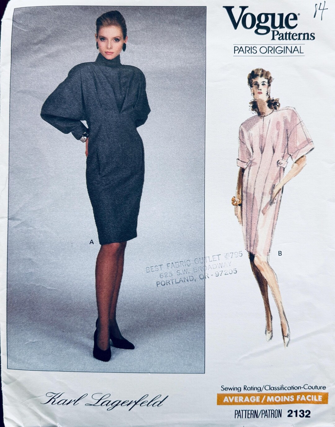 Patron De Couture VOGUE 1979 Signé Karl Lagerfeld - Neuf, Jamais Utilisé - Pièce De Collection