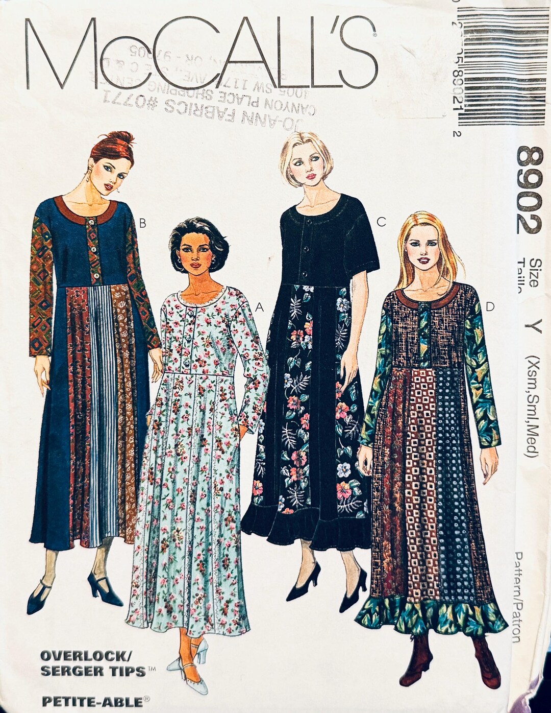 1990s UNCUT Vintage Mccalls 8902 Dress W/ Pockets Button