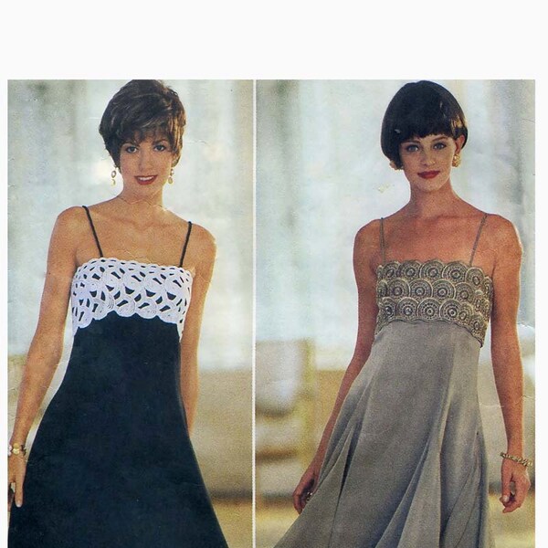 1990s COCKTAIL DRESS PATTERN Fit & Flare Evening Gown Bridesmaid Prom Dress Empire Waist Butterick 3902 Bust 36 38 40 Womens Sewing Patterns