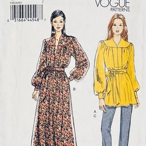 Vogue 8826 Tunic, Dress Belt & Elastic Waist Pants Pattern Very Easy Vogue Size 14 16 18 20 22 UNCuT Womens Sewing Patterns Plus Sizes