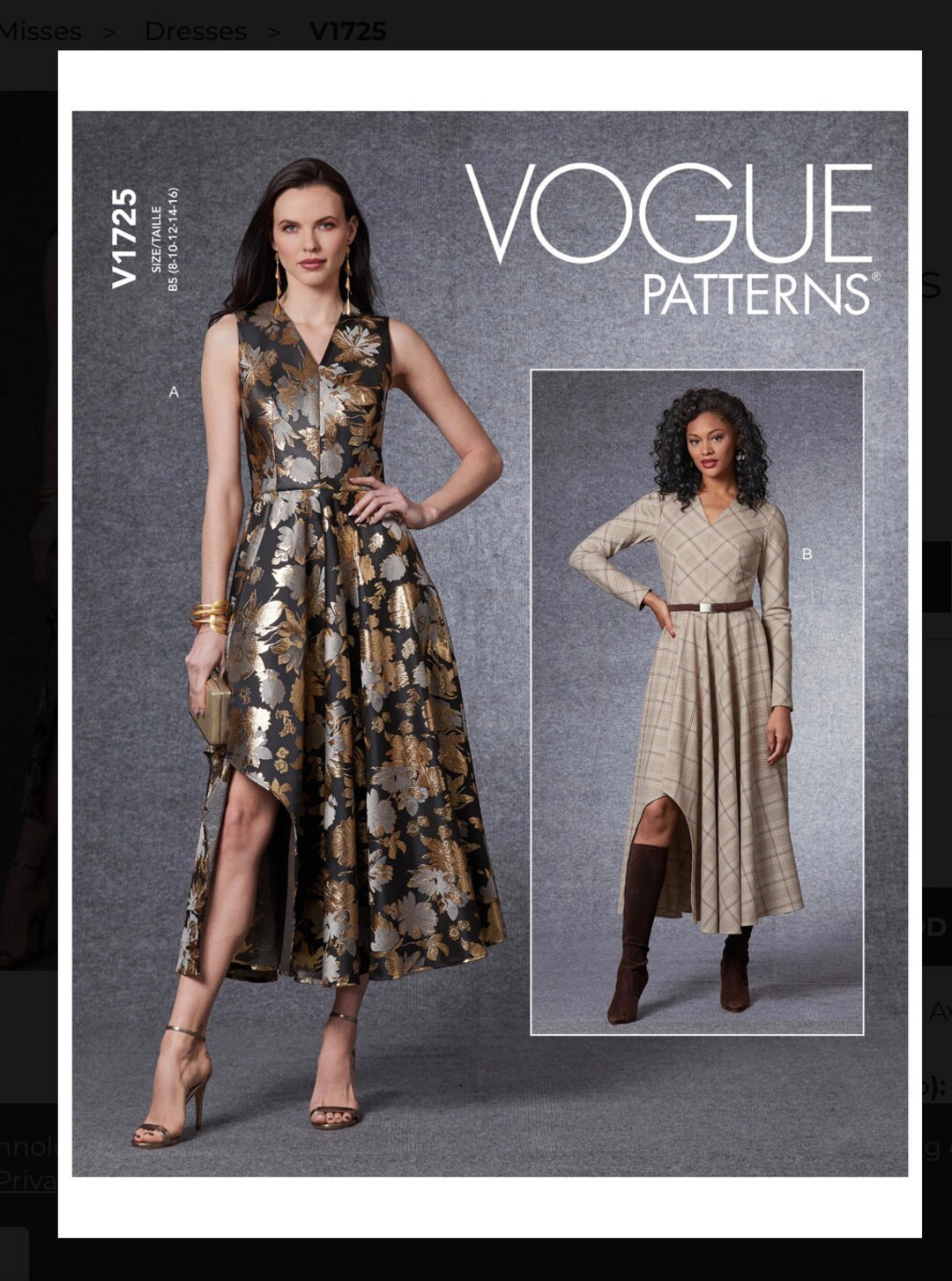 Vogue 1725 Vogue 10639' DRESS PATTERN Long Sleeves - Etsy