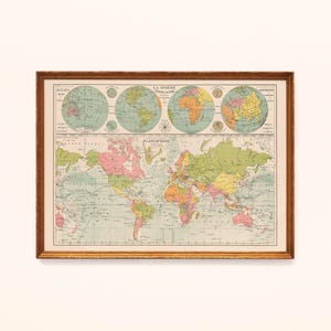 Affiche : Carte - La Sphère Terrestre / Carte ancienne / Mappemonde / Carte du monde