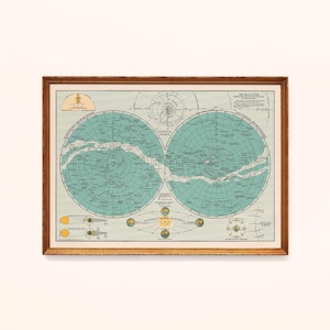 Póster: Cartas celestes - Azul claro - Mapa astronómico - Póster / Póster / Impresión