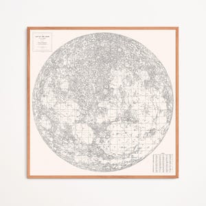 Affiche : Carte de la Lune - Carte astronomique - Astronomical map dark academia - Affiche / Poster / Print