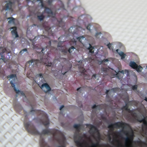 16" 6mm Pale Purple Veins Round Beads S320