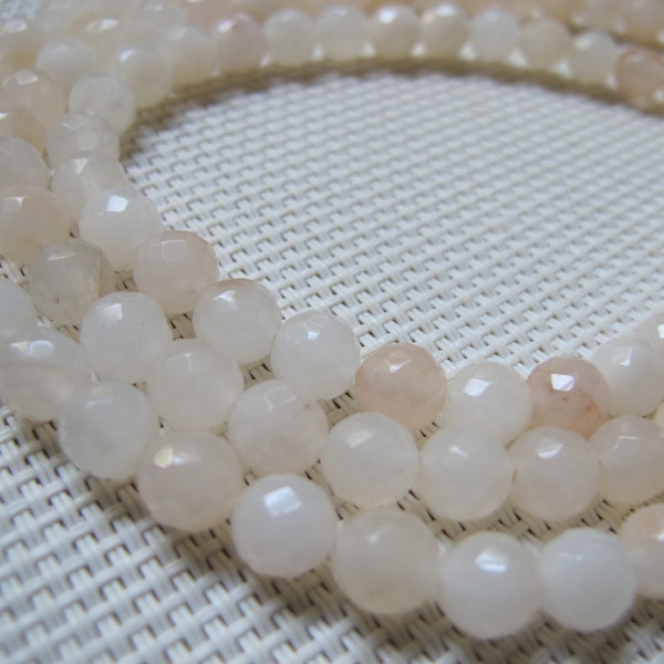 7mm Pink Calcite Faceted Round Bead S139