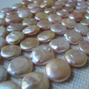 Perla de agua dulce cultivada en forma de moneda rosa natural de 12-13 mm PL4