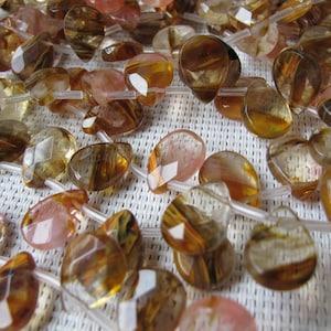 10x14mm Golden Strawberry Quartz Faceted Teardrop Bead S44