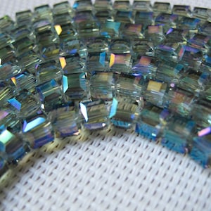 6mm Aqua Blue Quartz Faceted Cube Beads S266