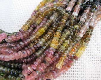 1-4mm Natural Tourmaline Faceted Roundel Beads S65