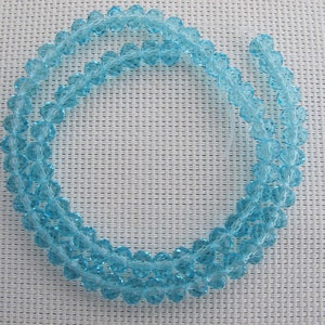 6x8mm Aqua Quartz Faceted Roundel Beads S590