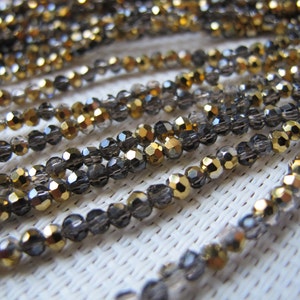 3mm Two Tones Quartz (Smoky & Gold) Faceted Round Bead S191