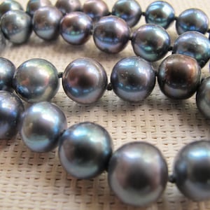 Natural Metal azul cultivado freshwater dulce perla 925 plata collar N45