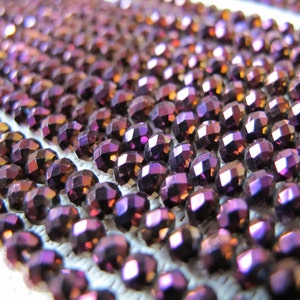 3x4mm Dyed Jade Metallic Purple Rondelle Bead S186