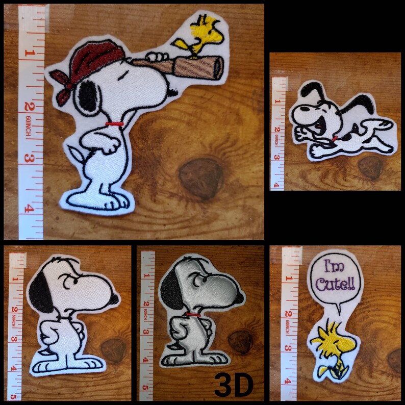 Woodstock and Snoopy Pirate LMAO Cutie Angry Puffy Patch 3D Peanuts Snoopy Iron On Patches
